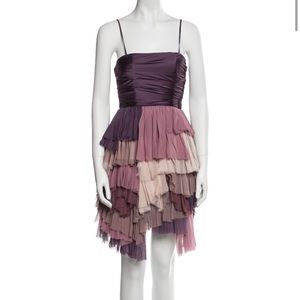 Alice + Olivia purple and pink silk dress